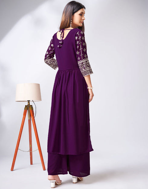 elegant purple georgette traditional function wear readymade suit collection with purple georgette rt8787-184160 Back View